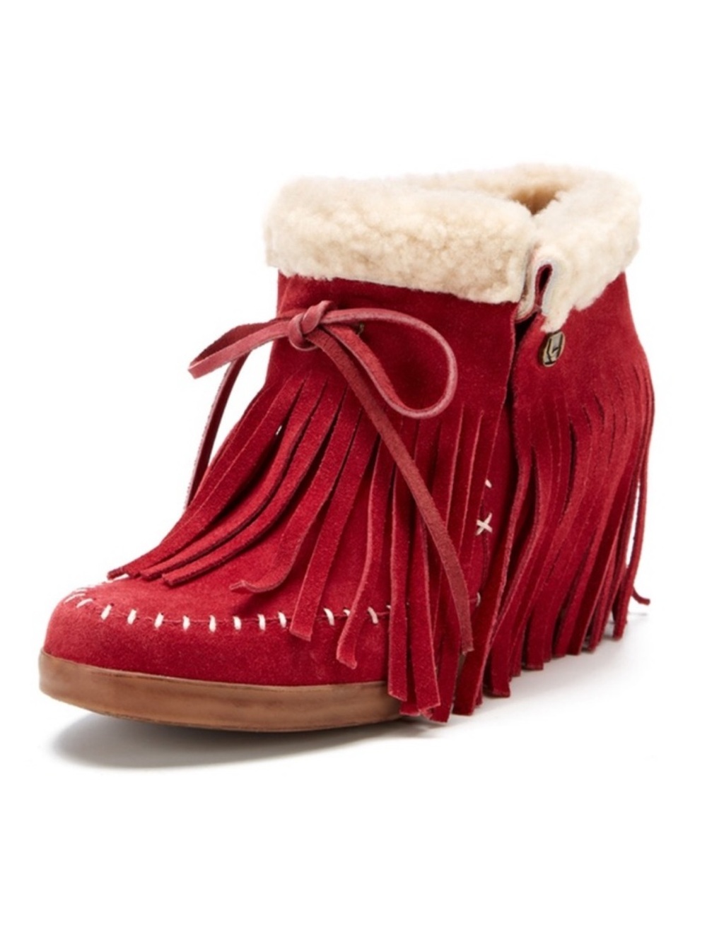 KOOLABURRA by UGG size 8 Red Leather Fringe Platform Bootie LIKE NEW $260